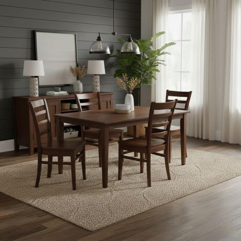 Dining Table Espresso Wood Shaker Design Tapered Legs