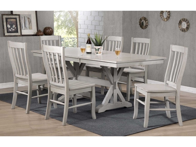Dining Table Expandable Grey Butterfly Leaf Notched Legs Transitional