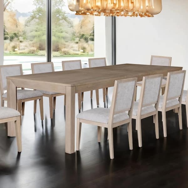 Dining Table Extendable Wood Tawny Brown Finish Extra Long