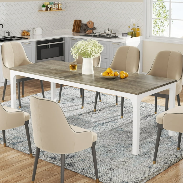 Dining Table Extra Long Profile Industrial Taupe Finish
