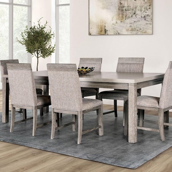 Dining Table featuring Stone Gray Wood Finish and Tapered Legs