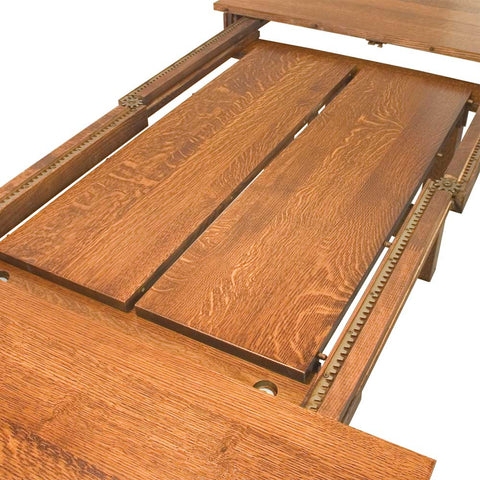 Dining Table Geared Equalizer Slides Extension Mechanism Wood Toned
