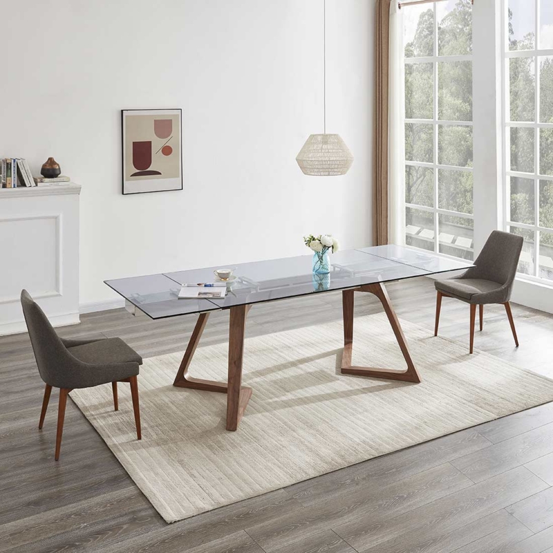 Dining Table Glass Pedestal Base, White Monochromatic Set