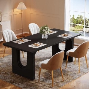 Dining Table Grey Wood Black U Shaped Legs 78 Inch