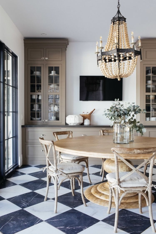 Dining Table in Natural Wood Grain for Modern French Farmhouse