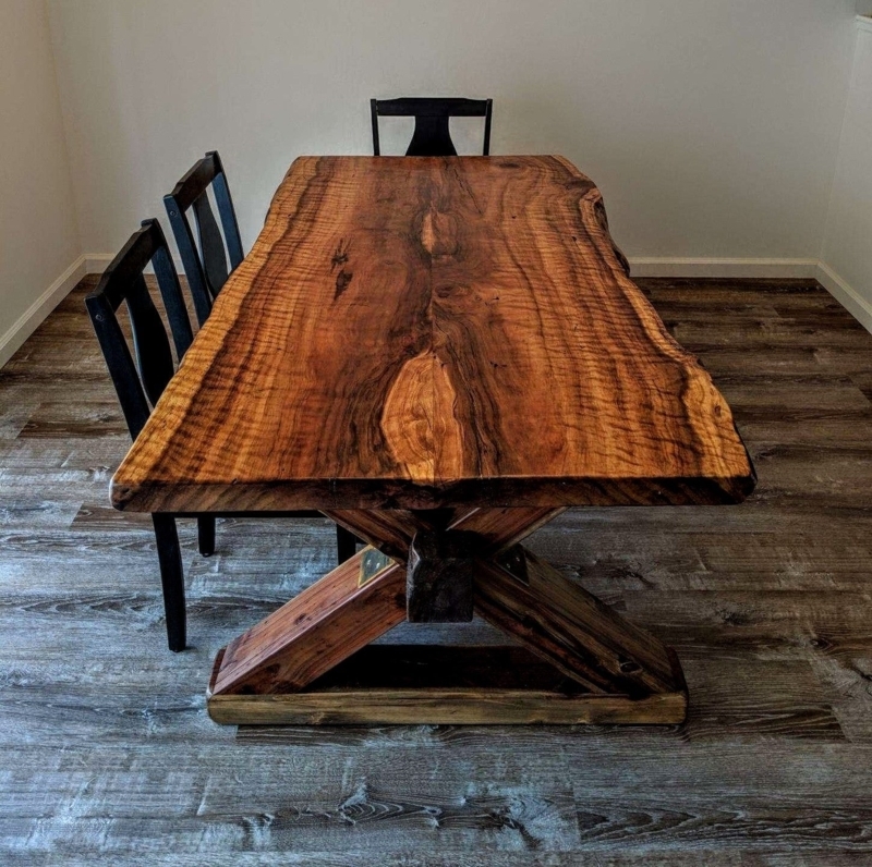 Dining Table Industrial Live Edge Wood with Matching Bench