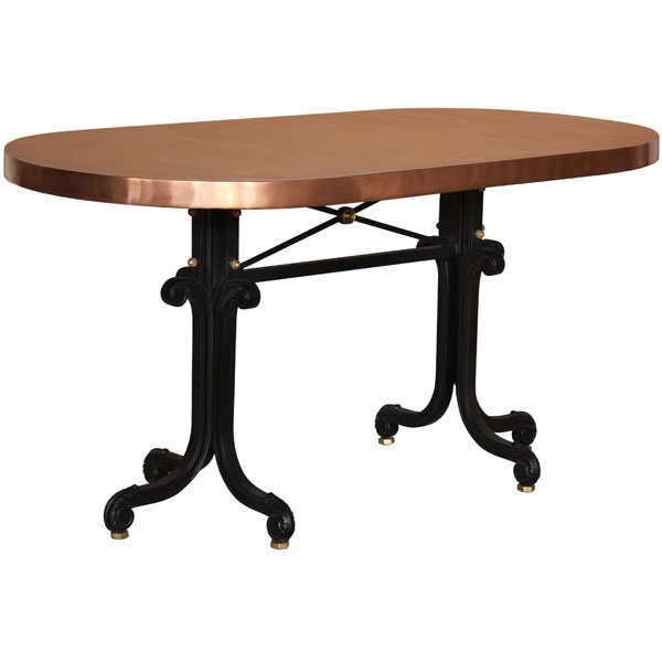 Dining Table Industrial Rectangular Copper Top Riveted Trim