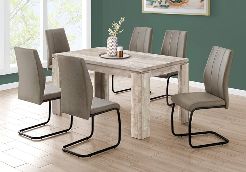 Dining Table Industrial U-Shaped Legs Weathered Finish Thick Top