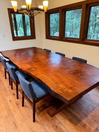 Dining Table Industrial X-Shaped Base Thick Wood Toned Top
