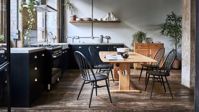 Dining Table Light Wood Spindle Back Chairs Nook