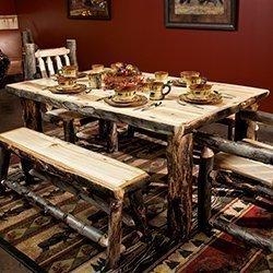 Dining Table Live Edge Log Base Light Wood Finish Thick Top