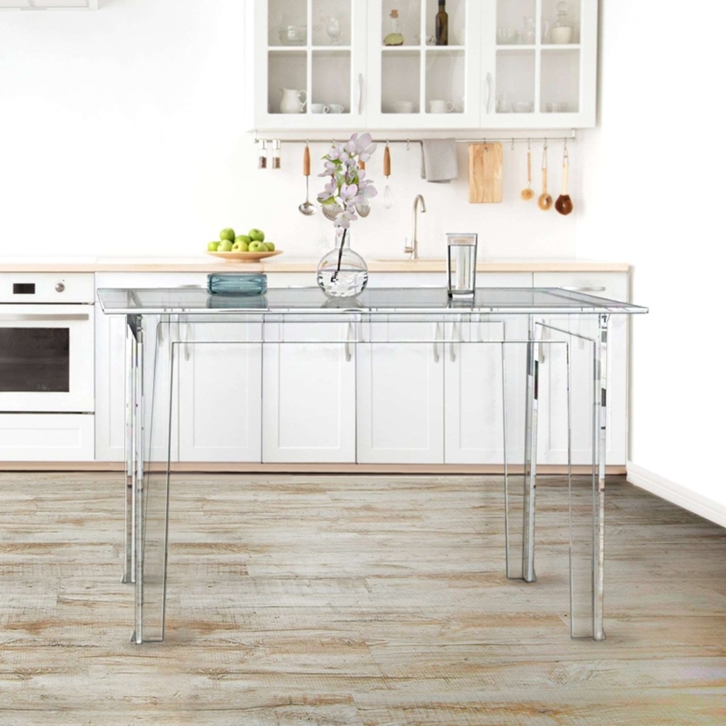 Dining Table Lucite Slab Leg Thick Acrylic Construction Transparent