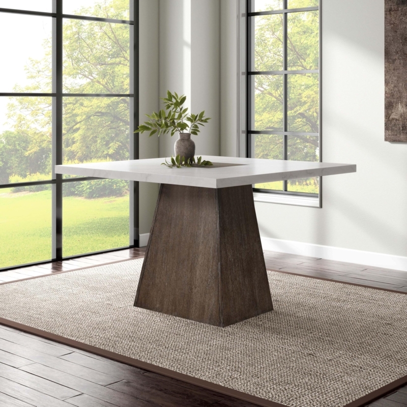 Dining Table Marble Top Square Counter Height Upscale Breakfast Nook