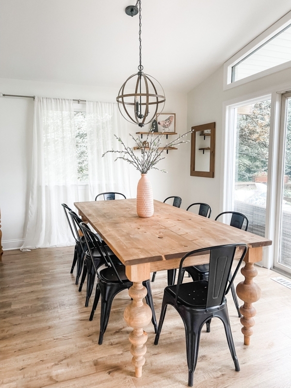 Dining Table Massive Chunky Turned Bulb Legs Farmhouse Wood