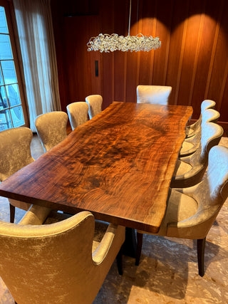 Dining Table Metal U-Base Thick Wood Top Industrial Style