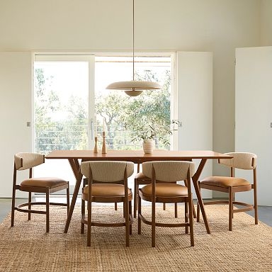 Dining Table Mid Century Honey Brown Splayed Tapered Legs