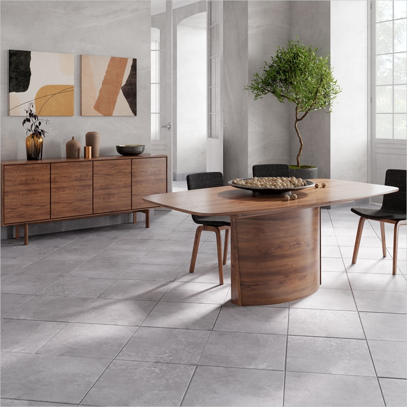 Dining Table Mid-Century Modern Walnut Finish Tapered Legs