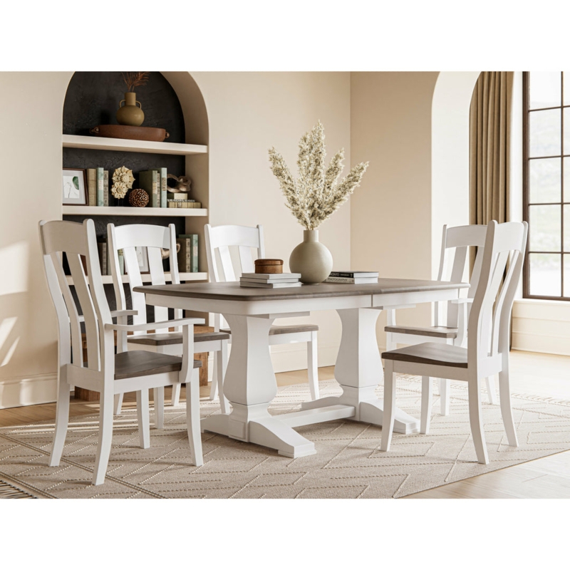Dining Table Mission Style Double Pedestal Dark Espresso Thick Edge