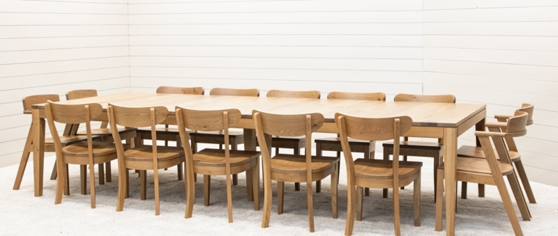 Dining Table Mission Style Trestle Base Spindle Back Chairs