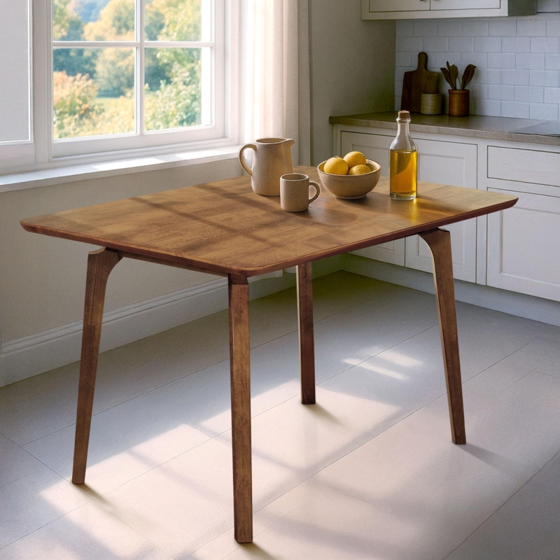 Dining Table Modern Farmhouse Acacia Wood Angled Tapered Legs