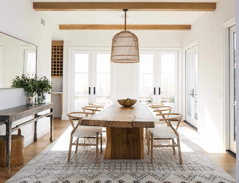 Dining Table Modern Farmhouse Black Spindle Windsor Chairs