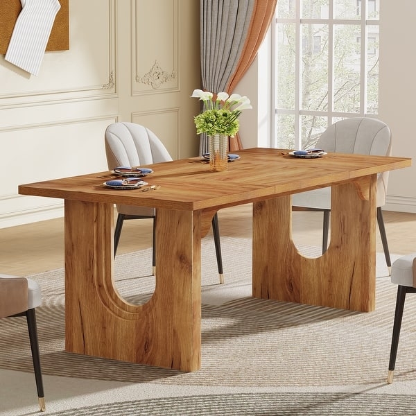 Dining Table Modern Scandinavian Two-Tone Slab Legs
