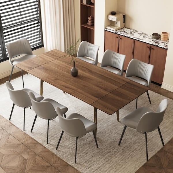 Dining Table Modern Walnut Wood Grain Thick Slab Top