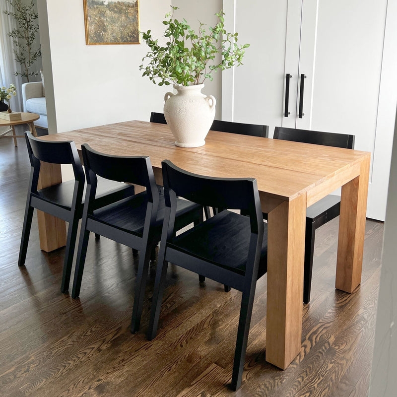 Dining Table Natural Light Wood Finish Open Trestle Base Airy Style
