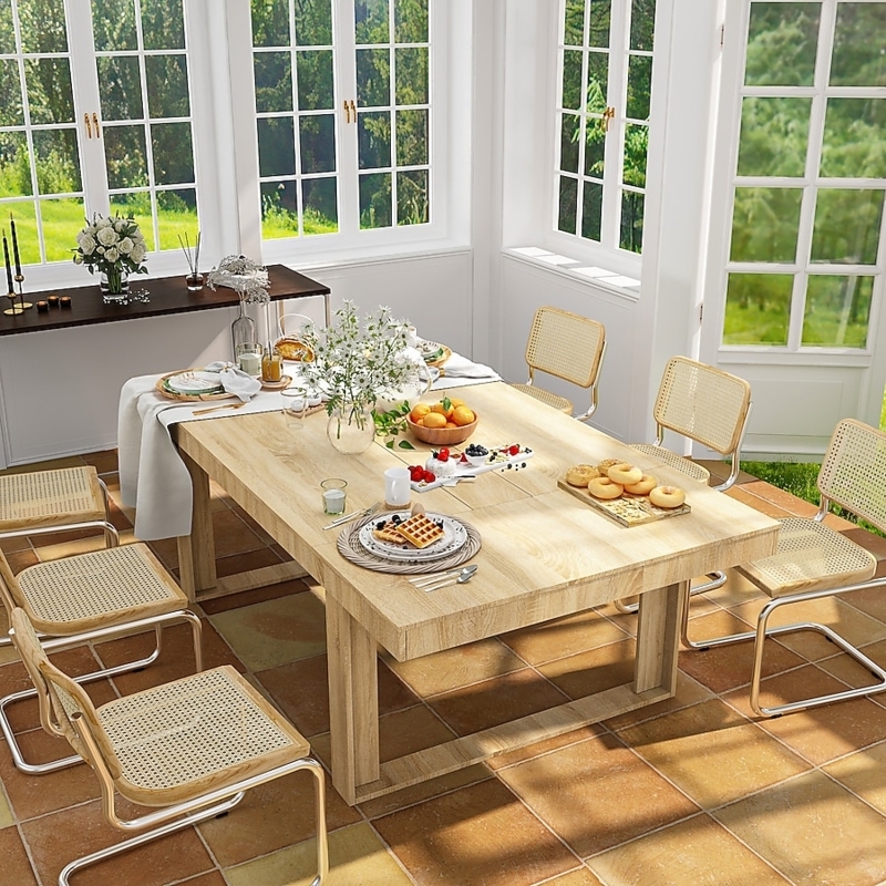 Dining Table Oval Light Oak with Modern Double Pedestal Base