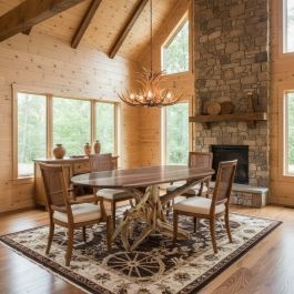 Dining Table Oval Log Pedestal Mountain Home Furniture