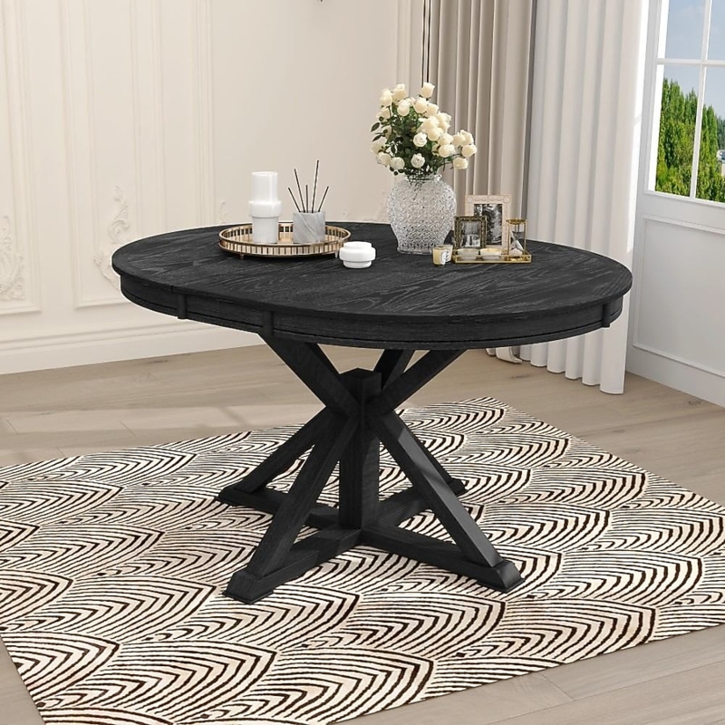 Dining Table Oval Silhouette Butterfly Leaf Espresso