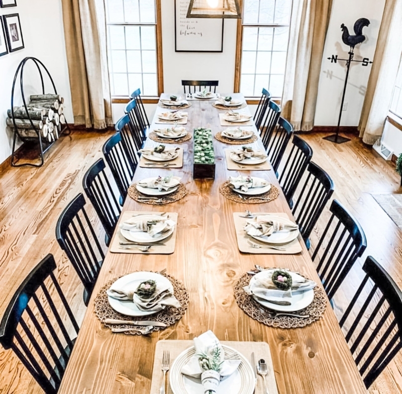 Dining Table, Oversized Trestle Base & Thick Plank Top