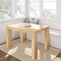 Dining Table Rectangular Pecan Finish Block Post Legs Transitional