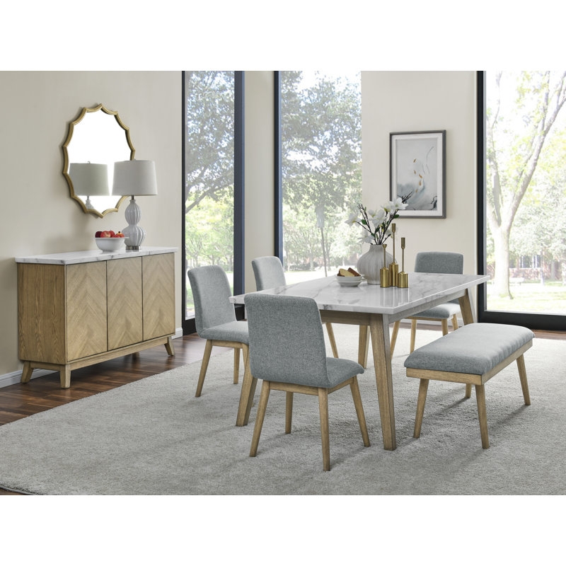 Dining Table Rectangular with Dual Wood Toned Pedestals