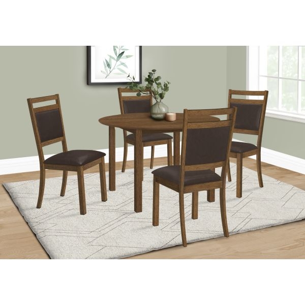Dining Table Round X Brace Support Dark Brown Wood Toned Transitional