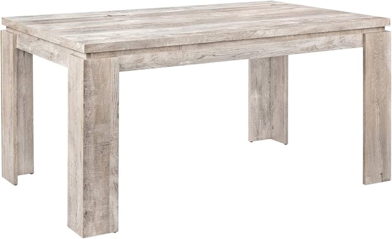 Dining Table Rustic Chunky Slab Legs Reclaimed Wood Look