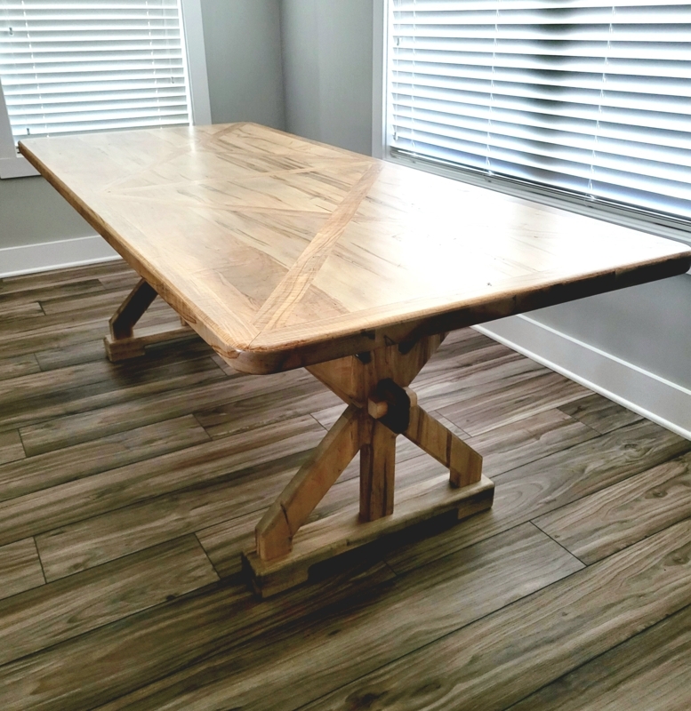 Dining Table Rustic Farmhouse Weathered Wood Breadboard Ends