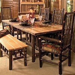 Dining Table Rustic Hickory Barnwood Log Legs Live Edge