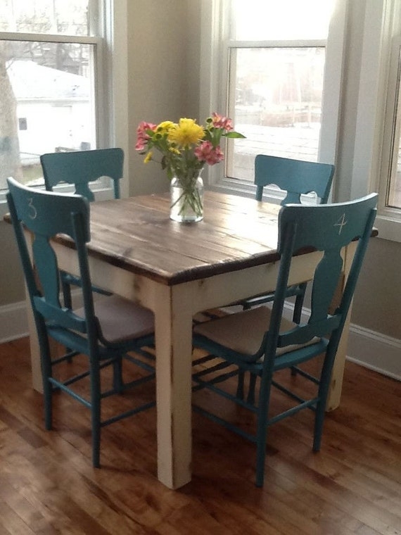 Dining Table Rustic Wood Plank Top Weathered Finish Country