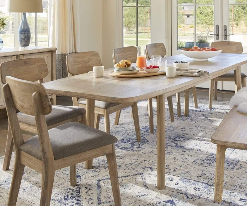 Dining Table Scandinavian Extension with Thick Slab Legs