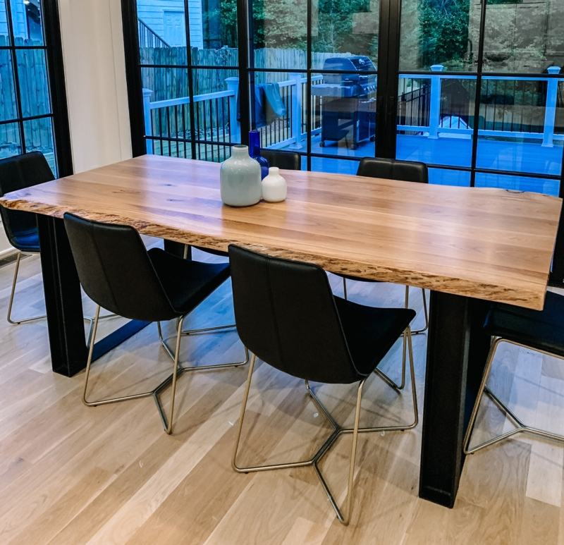 Dining Table Scandinavian Influenced Live Edge White Oak