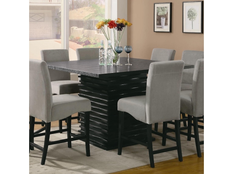 Dining Table Set 5-Piece Grey Wood Ladder Back Counter Height Stools