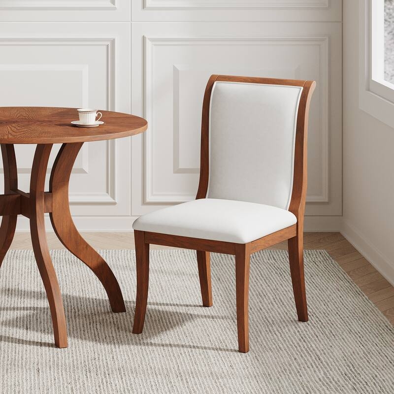 Dining Table Set 5 Piece White Walnut Pedestal Cross Back