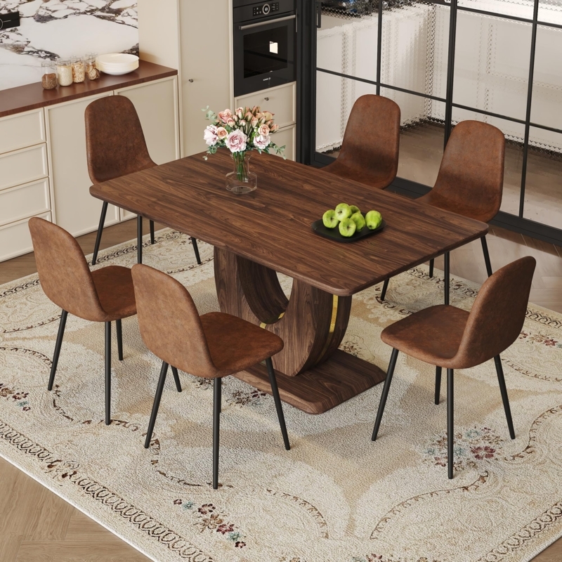 Dining Table Set, Charcoal Gray Upholstery, Tapered Legs, Transitional