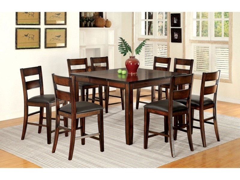 Dining Table Set Counter Height With Upholstered Bench X-Back Chairs
