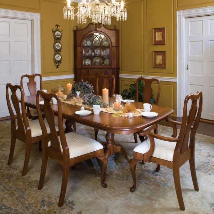 Dining Table Set Espresso Finish with Traditional Slat Back Chairs