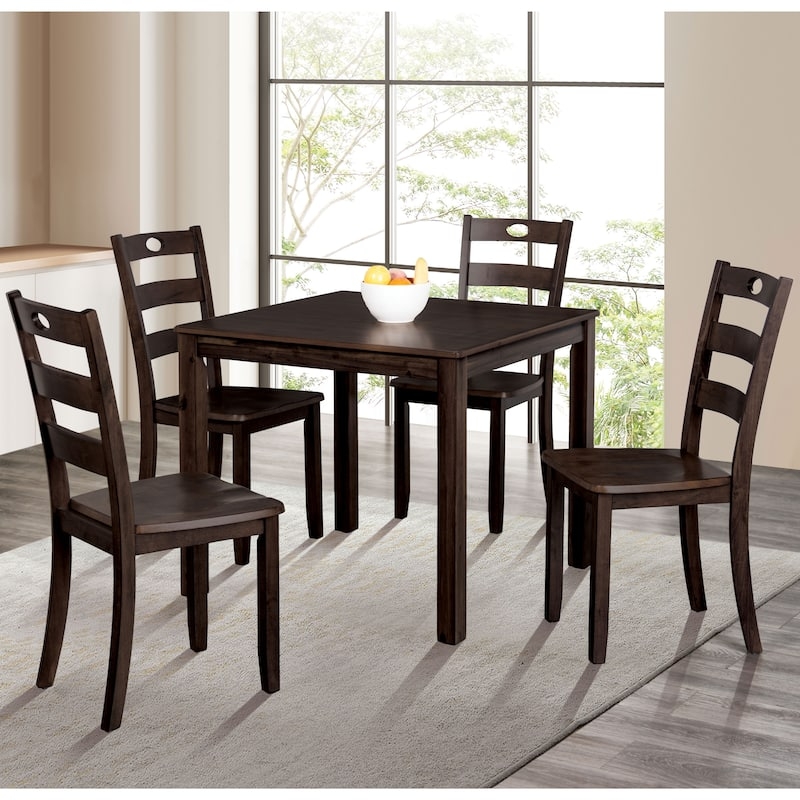 Dining Table Set Espresso Slat Back Tapered Legs Transitional