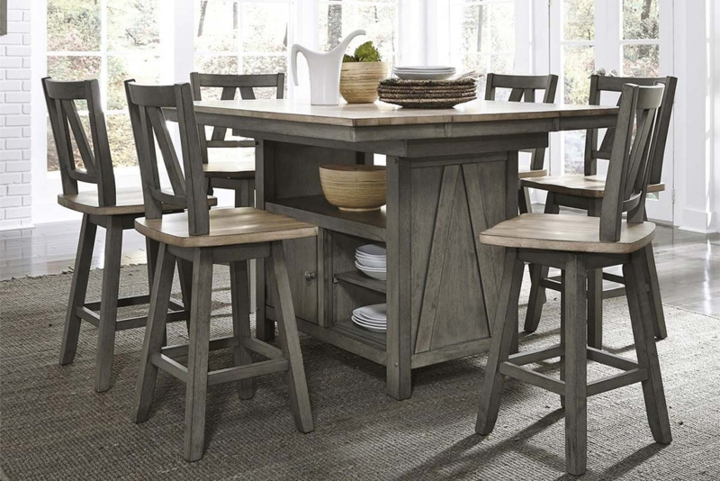 Dining Table Set featuring Sandstone Like Top and Splat Back Chairs