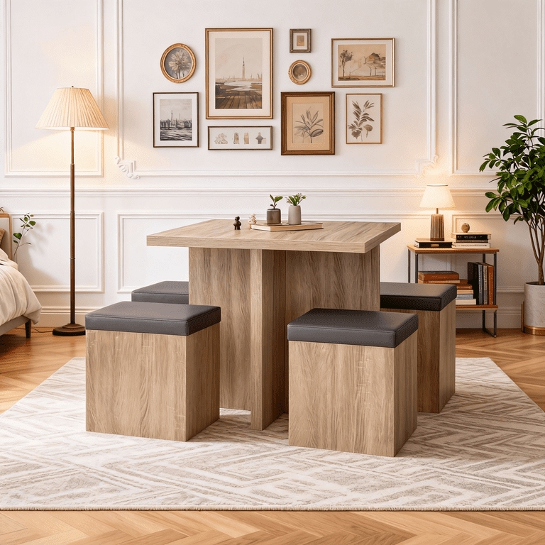 Dining Table Set Industrial Small Space Cross-Frame Base