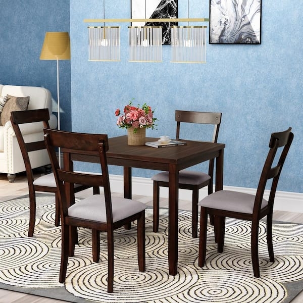 Dining Table Set Ladder Back Chairs Neutral Cushions